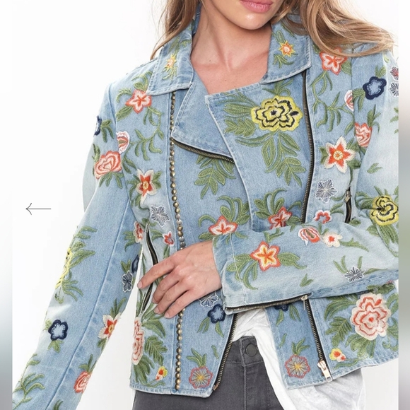 ARATTA Floral Embroidered Denim Jacket. The LUCINDA. MSRP $262 NWT - Picture 7 of 12